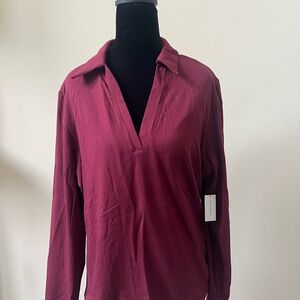 Banana Republic Burgundy V-Neck Tunic
